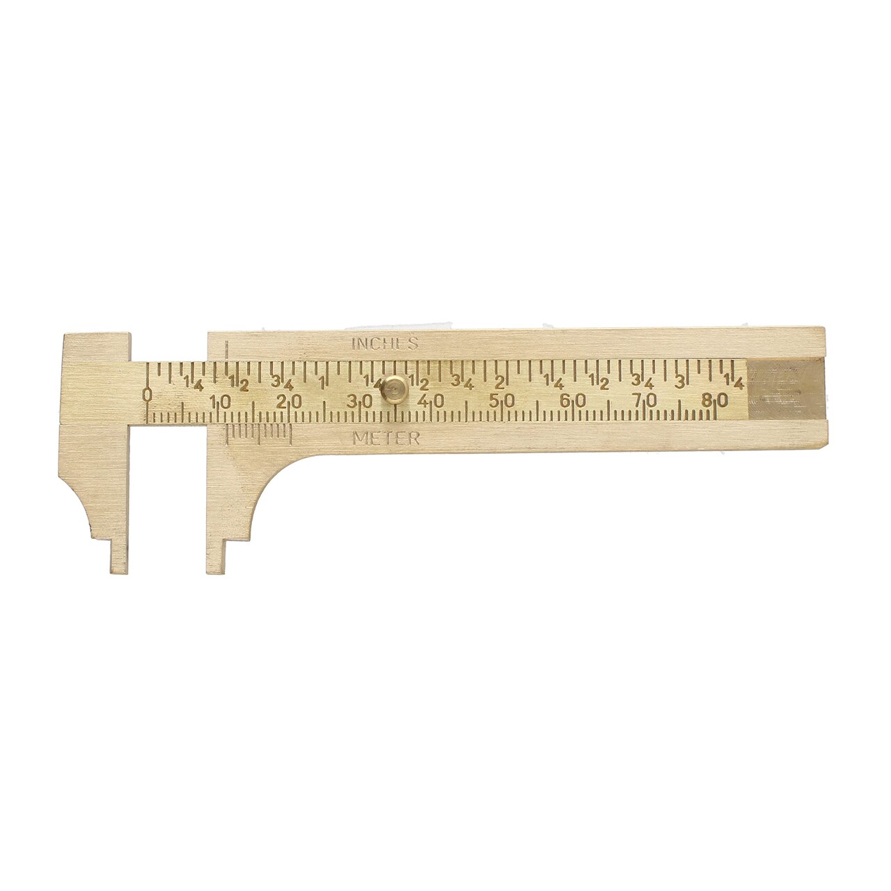 Economy Brass Gauge – 80mm (3.14”) Pocket Sized Slide Gauge – Measures in Both in Inches and Millimeters – Sliding Caliper Ruler – Non-Magnetic Measuring Tool